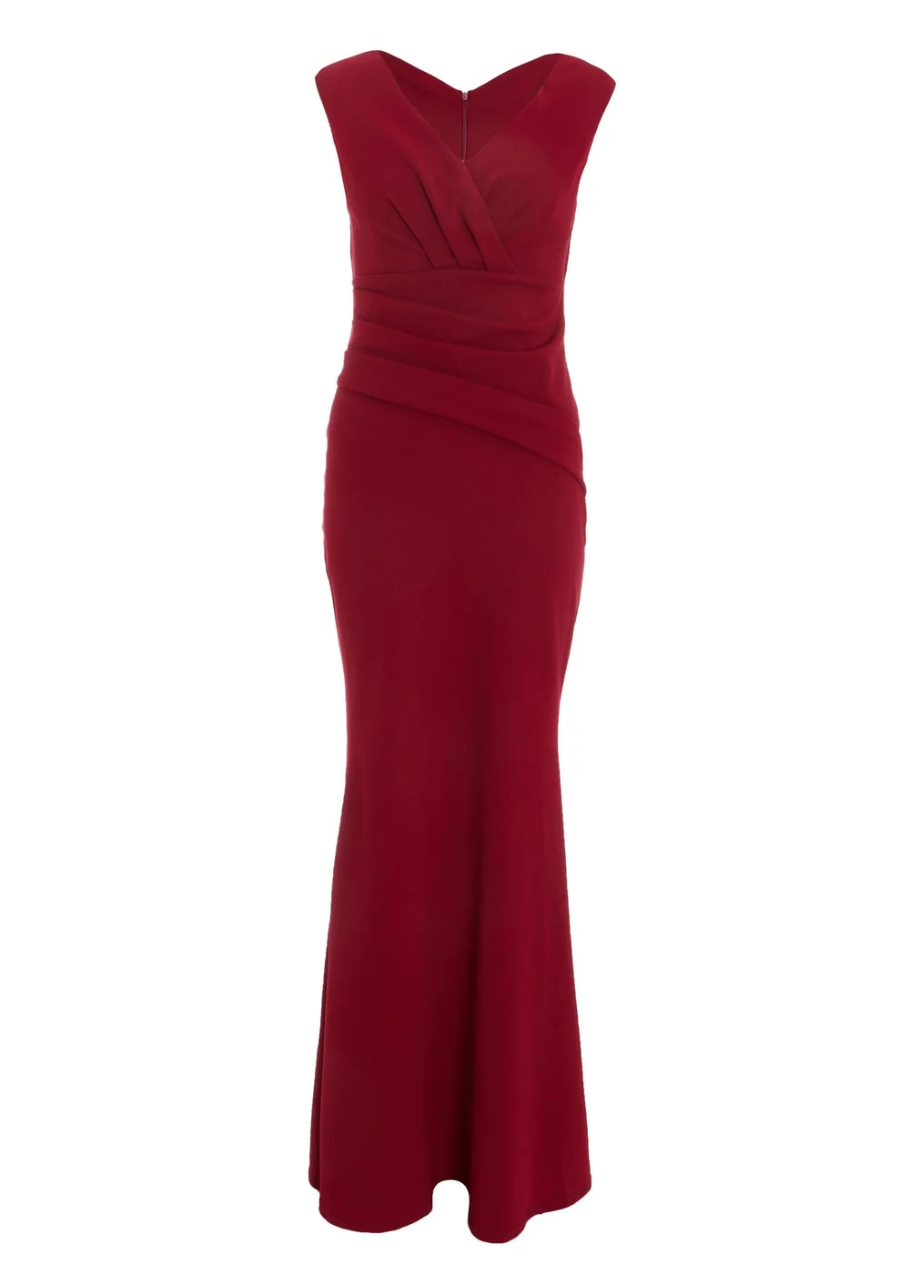 Quiz Burgundy Bardot Pleated Maxi Dress - 8 Image 4