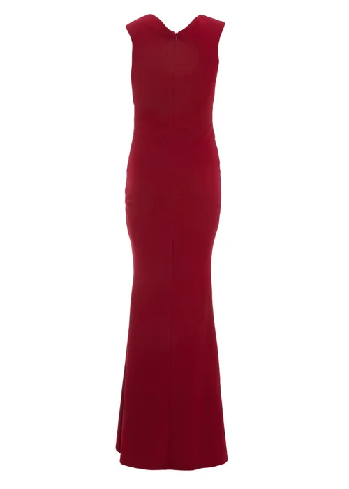 Quiz Burgundy Bardot Pleated Maxi Dress - 8 Image 5