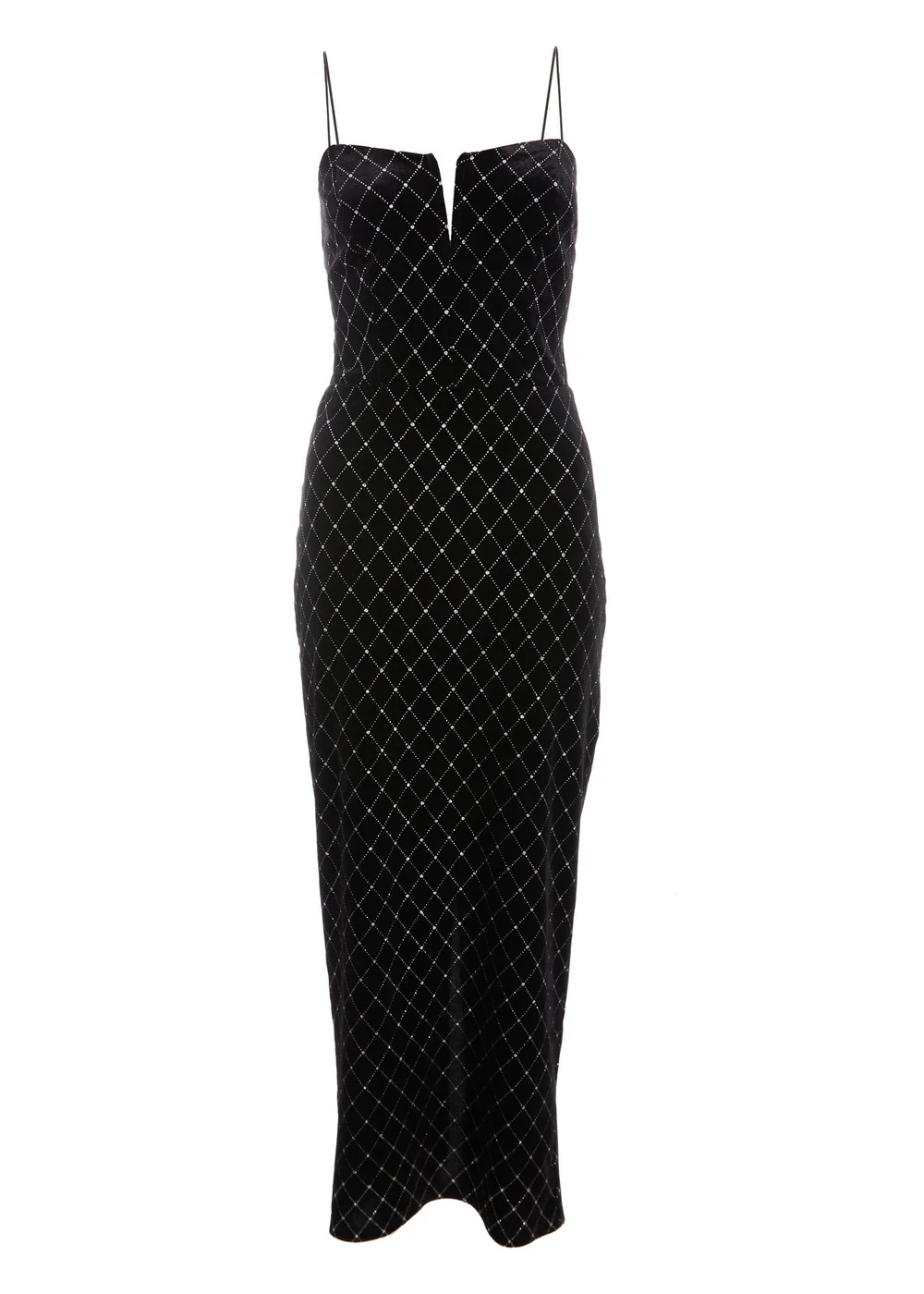 Quiz Black Velvet Diamante Midi Dress - 6 Image 4