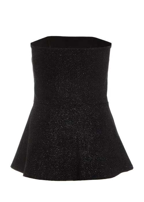 Quiz Black Glitter Strapless Peplum Top - 8 Image 5
