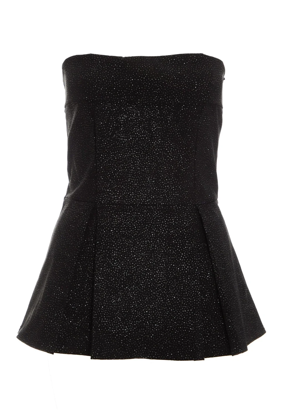 Quiz Black Glitter Strapless Peplum Top - 8 Image 4