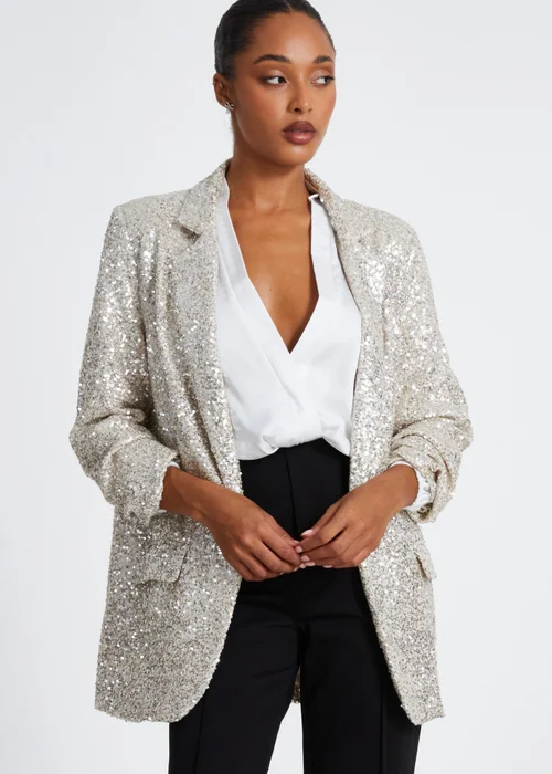 Quiz Champagne Sequin Tailored Blazer - 6 Image 1