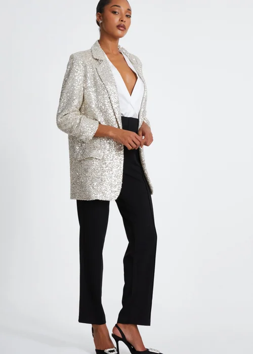 Quiz Champagne Sequin Tailored Blazer - 6 Image 3