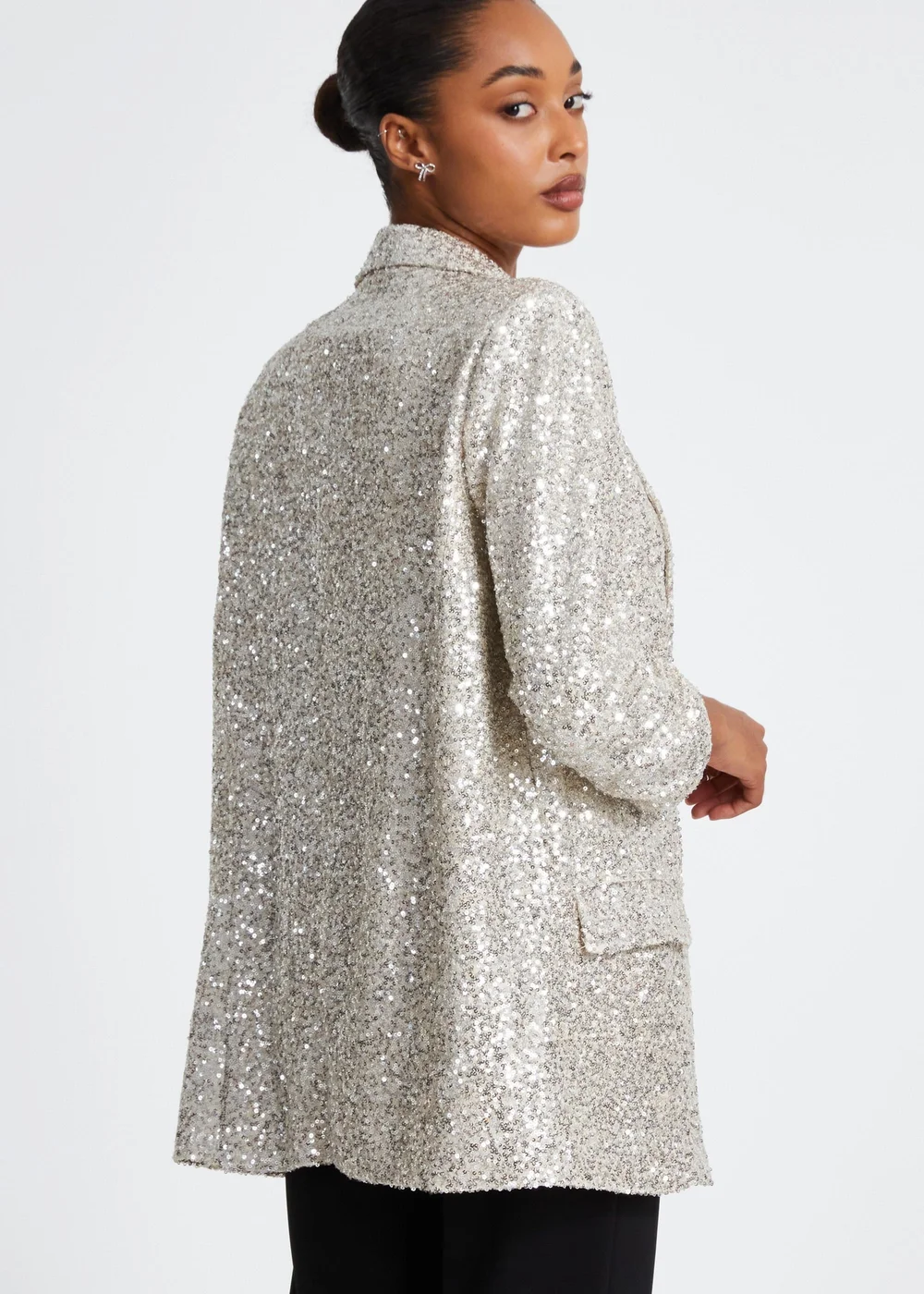 Quiz Champagne Sequin Tailored Blazer - 6 Image 2