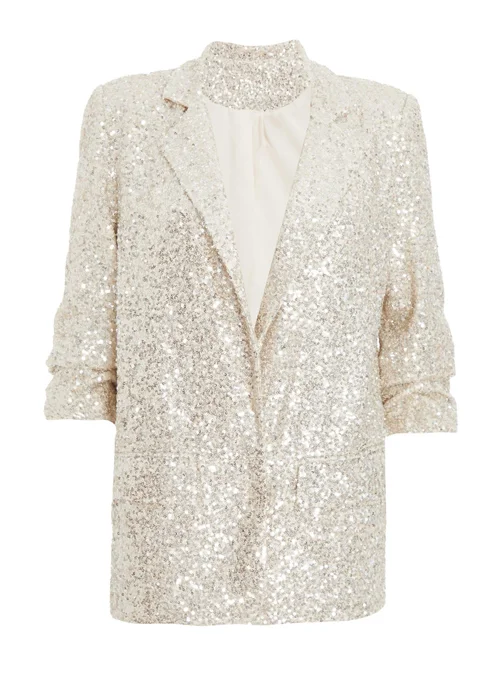 Quiz Champagne Sequin Tailored Blazer - 6 Image 4