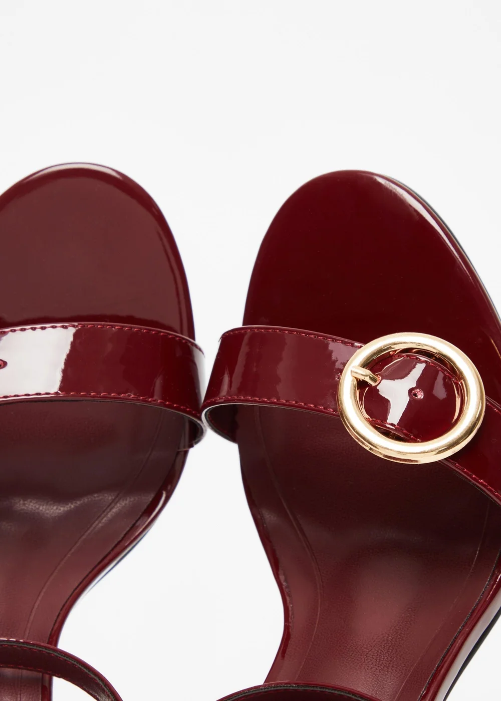 Quiz Red Faux Leather Buckle Heels - 3 Image 4