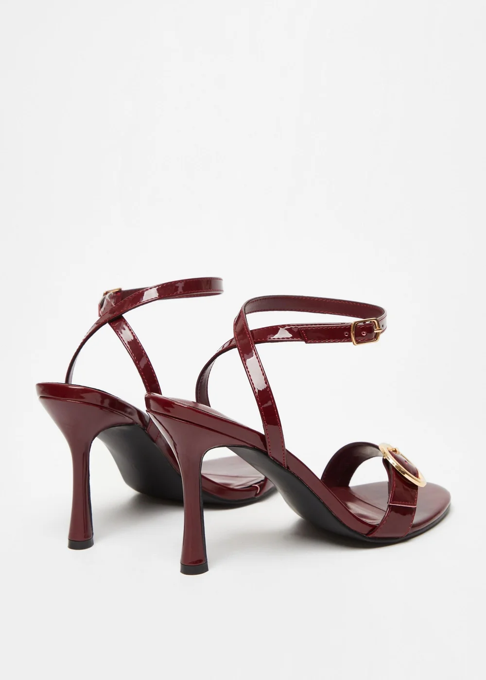 Quiz Red Faux Leather Buckle Heels - 3 Image 2