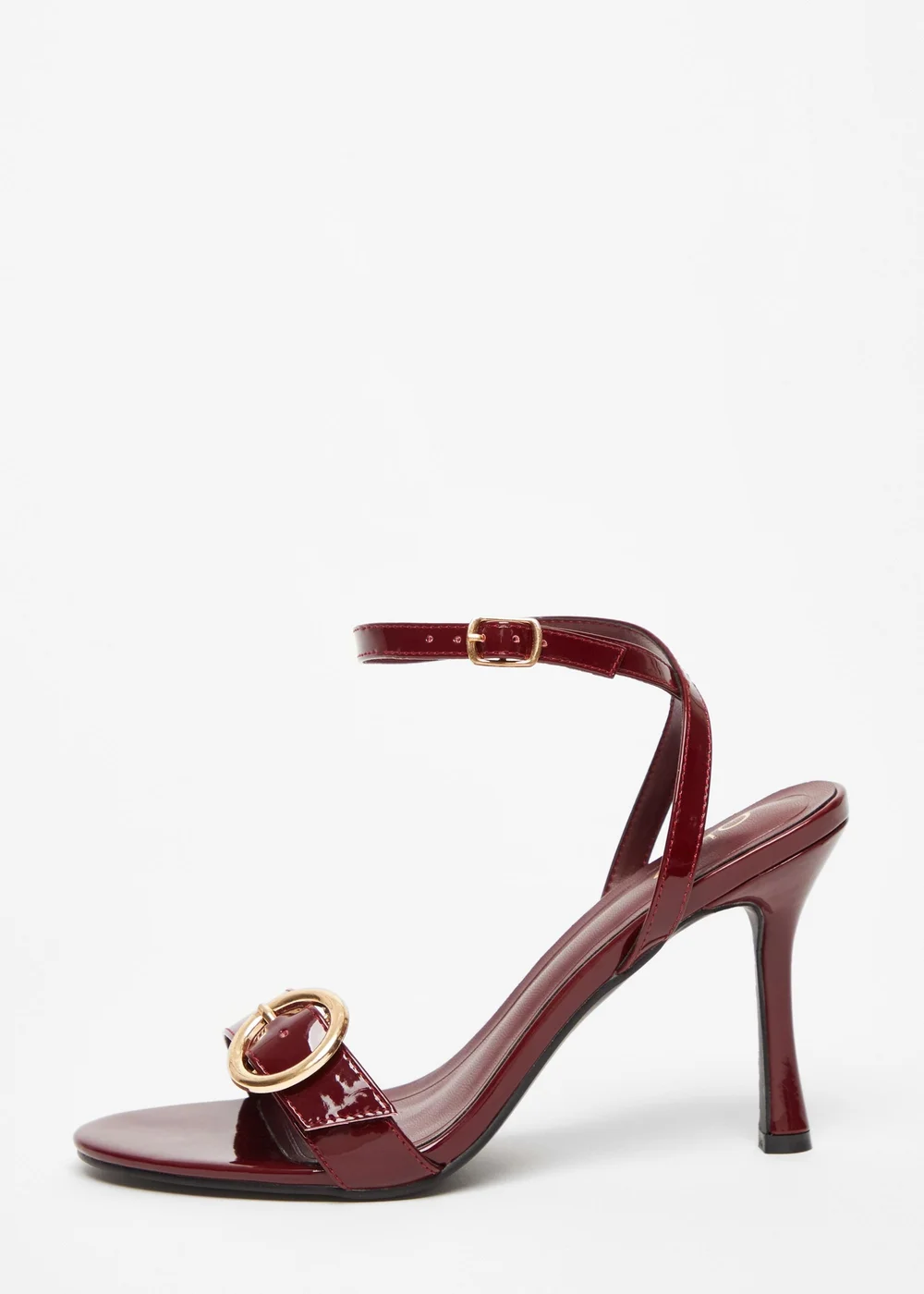 Quiz Red Faux Leather Buckle Heels - 3 Image 3