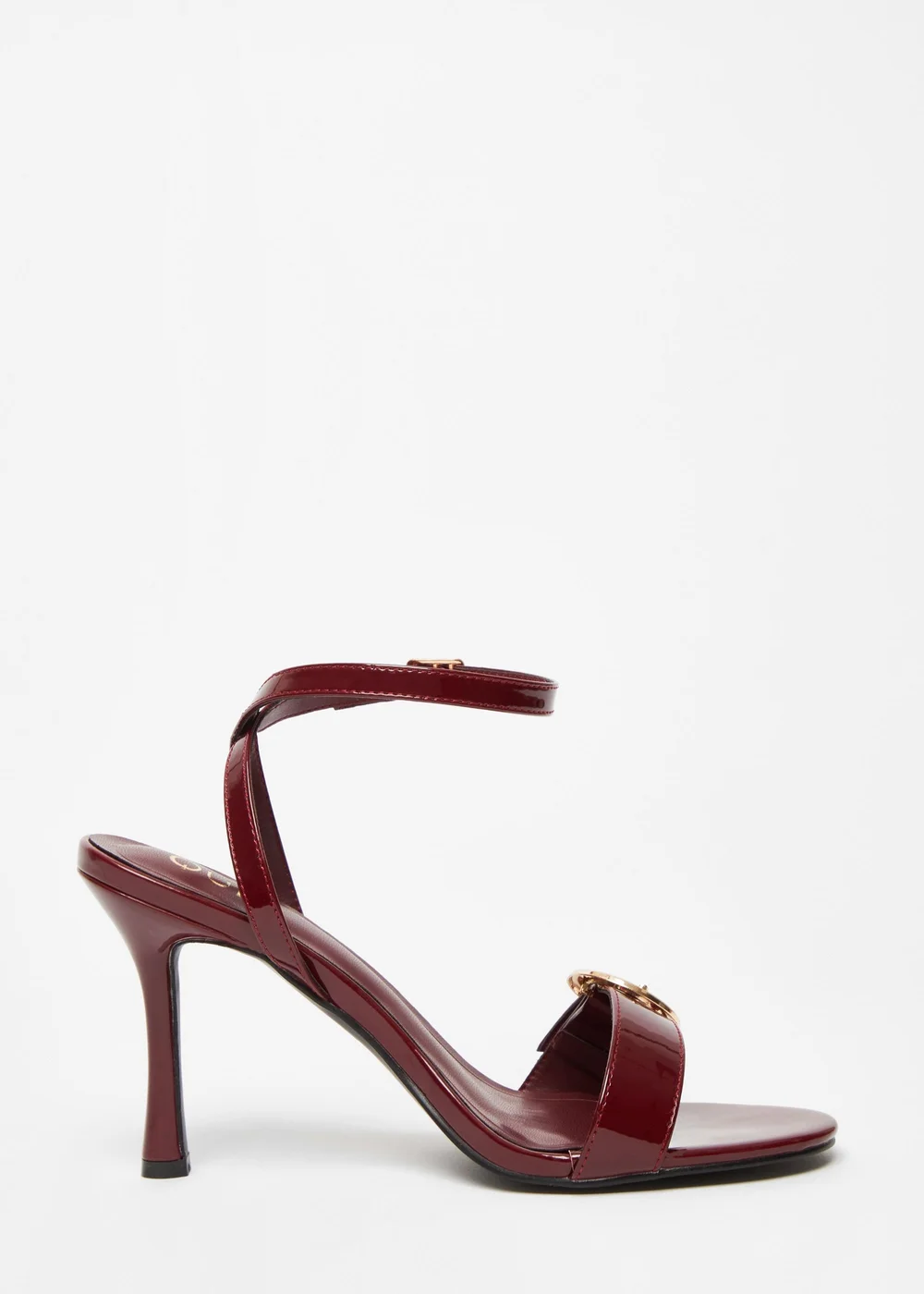 Quiz Red Faux Leather Buckle Heels - 3 Image 5
