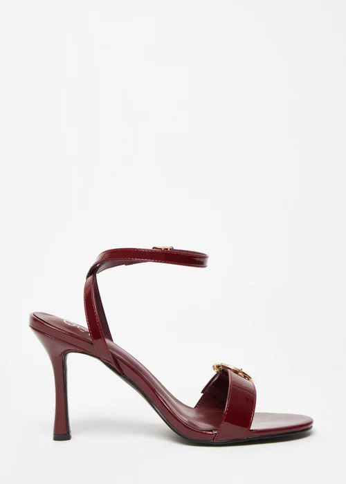 Quiz Red Faux Leather Buckle Heels - 3 Image 5