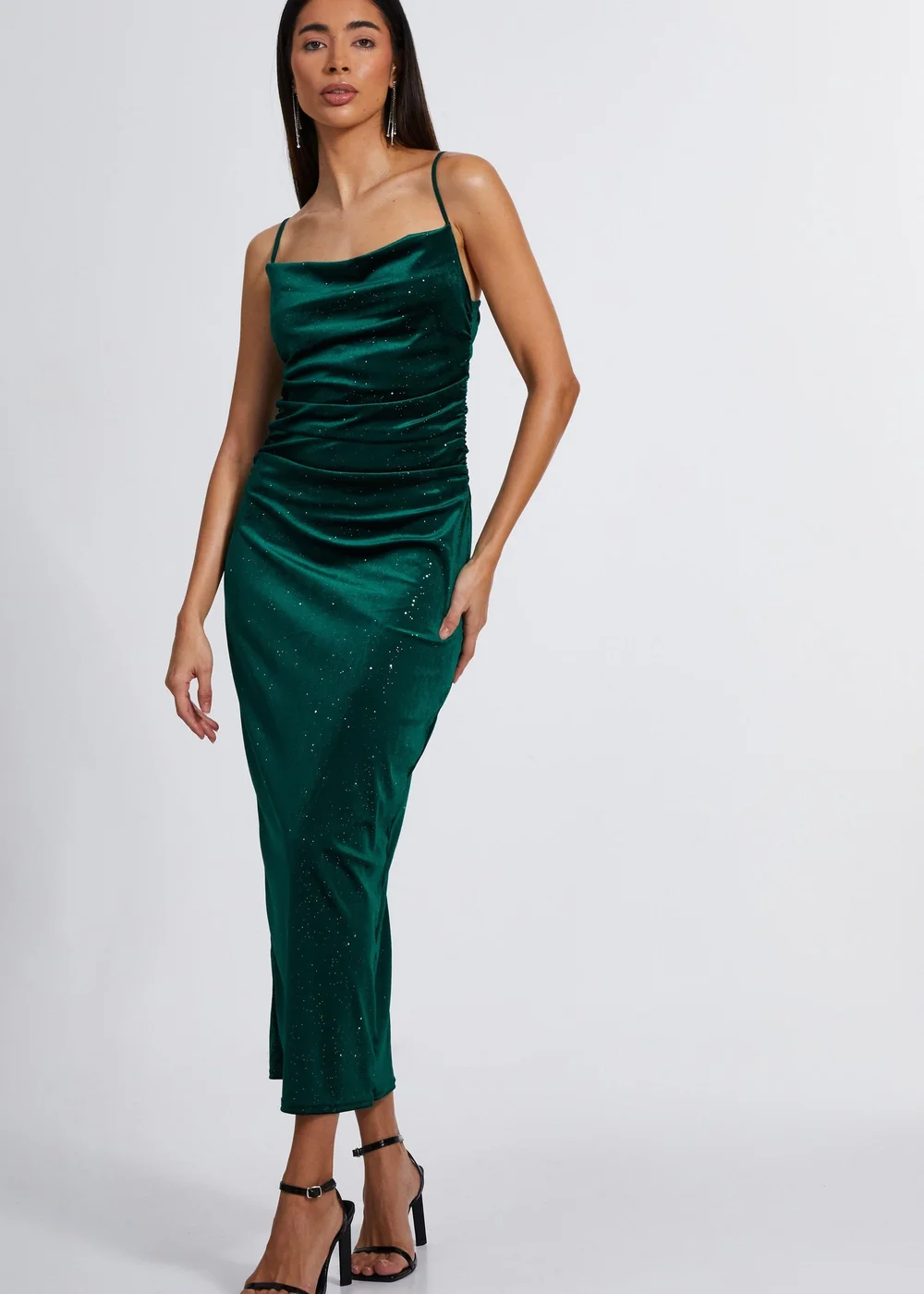 Quiz Green Velvet Glitter Midaxi Dress - 20 Quiz Green Velvet Glitter Midaxi Dress - 20