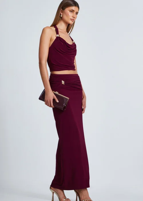 Quiz Red Buckle Detail Crop Top - 4 Image 3