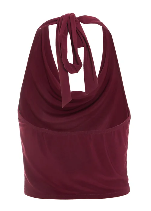 Quiz Red Buckle Detail Crop Top - 4 Image 5