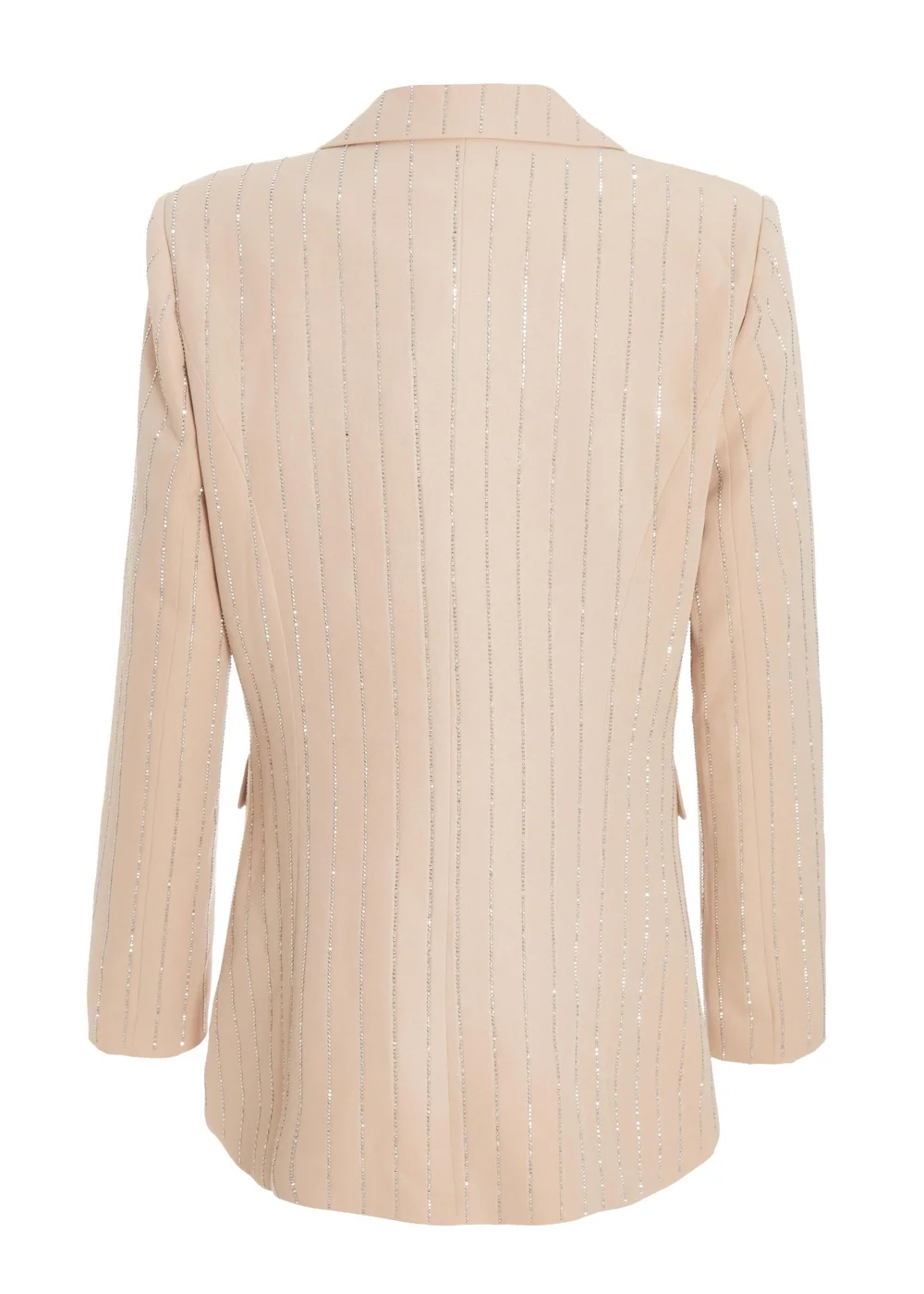 Quiz Beige Pinstripe Embellished Blazer - 6 Image 5