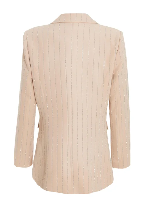 Quiz Beige Pinstripe Embellished Blazer - 6 Image 5