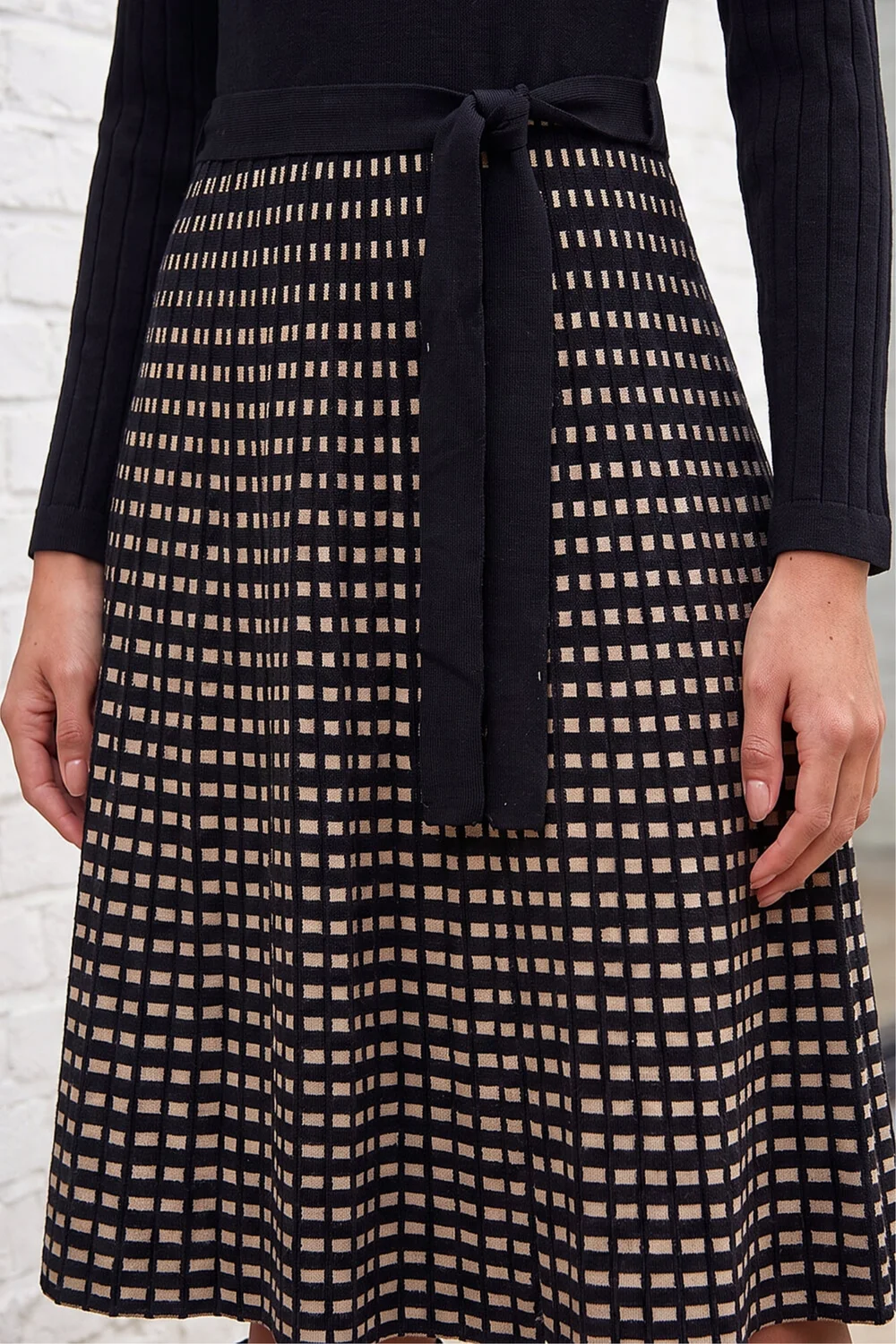 Roman Black Check Print Belted Jumper Dress - 16 Image 4