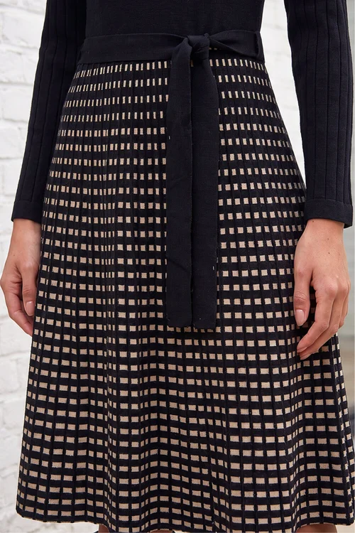 Roman Black Check Print Belted Jumper Dress - 16 Image 4