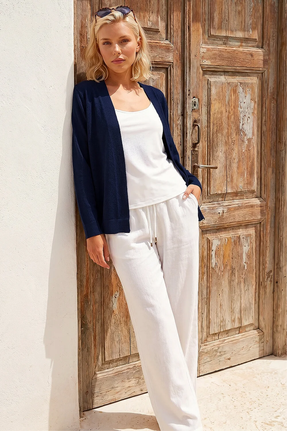 Roman Navy Petite Plain Stretch Cardigan - 8 Image 3