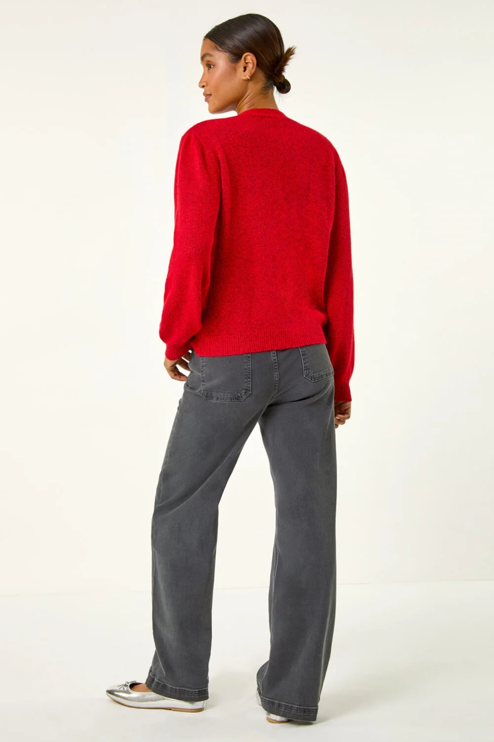 Roman Red Bow Embelished Knit Cardigan - Size 24 Image 3