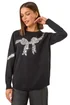Roman Black Bow Sequin Detail Knit Jumper - Size 10 Image 1