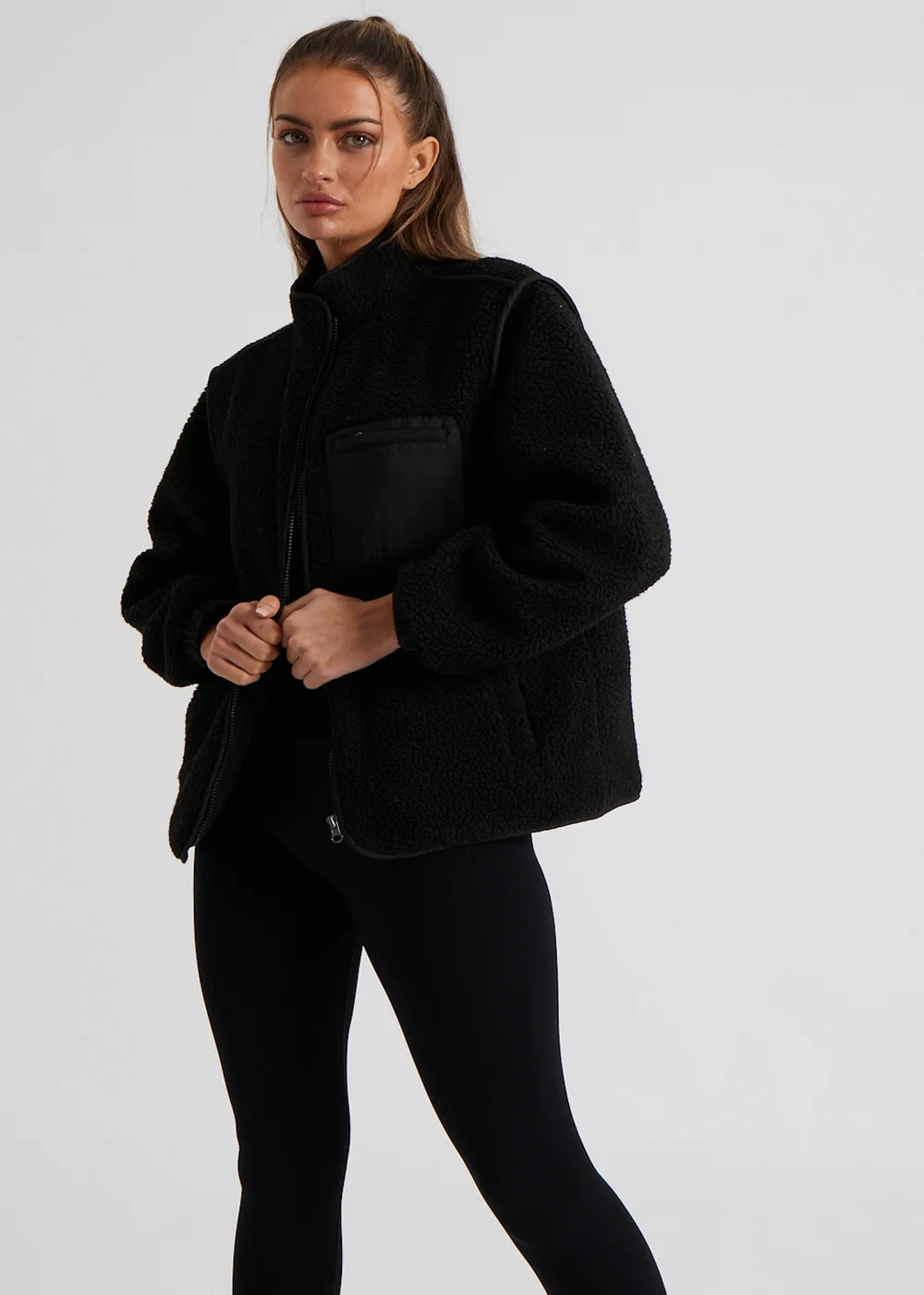 Urban Bliss Black Fleece Jacket - 10 Image 2