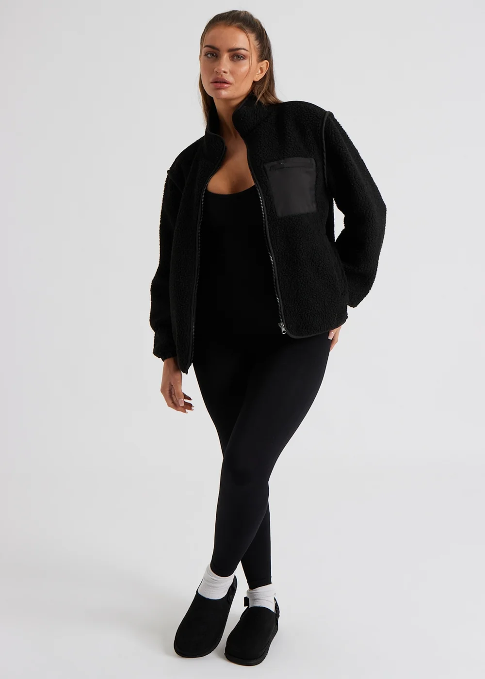 Urban Bliss Black Fleece Jacket - 10 Image 3