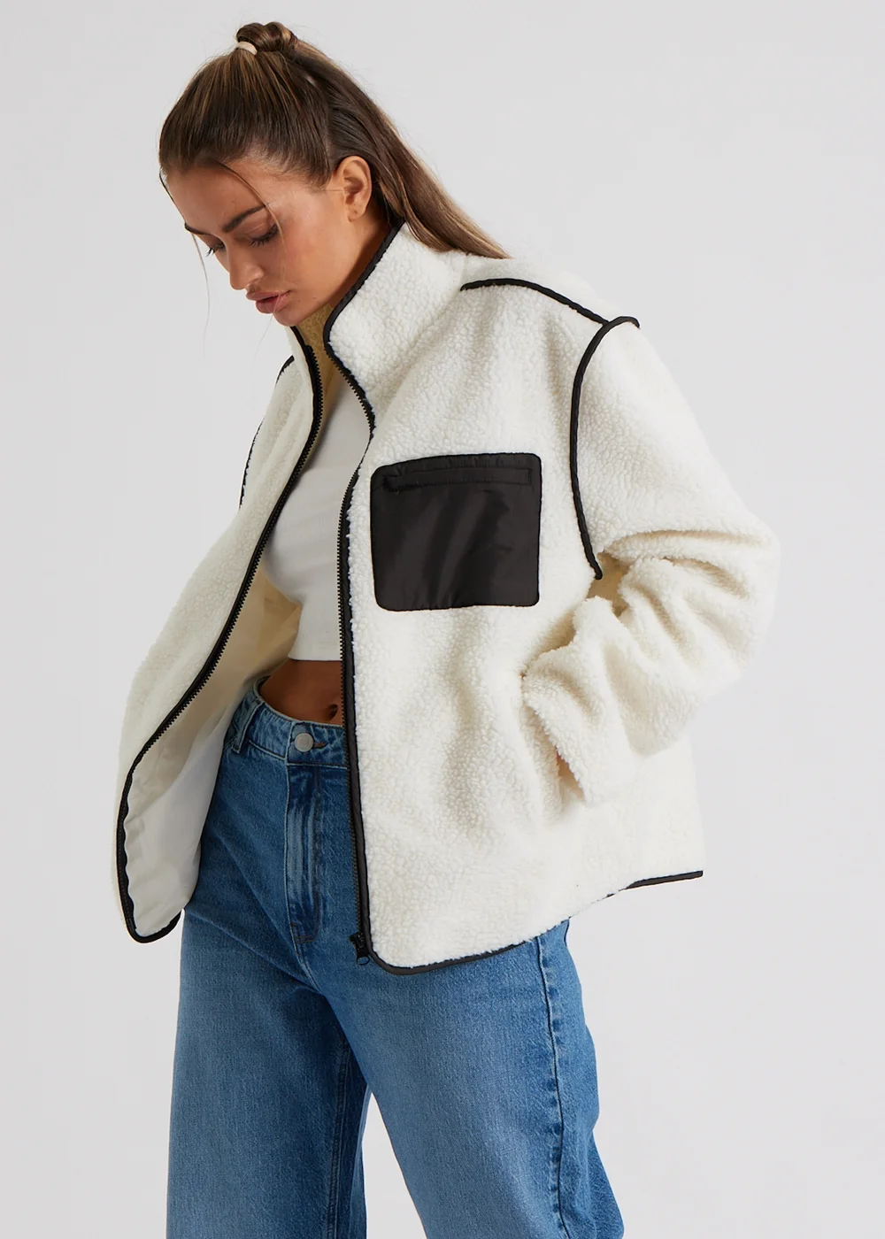 Urban Bliss Cream Fleece Jacket - 12 Image 2