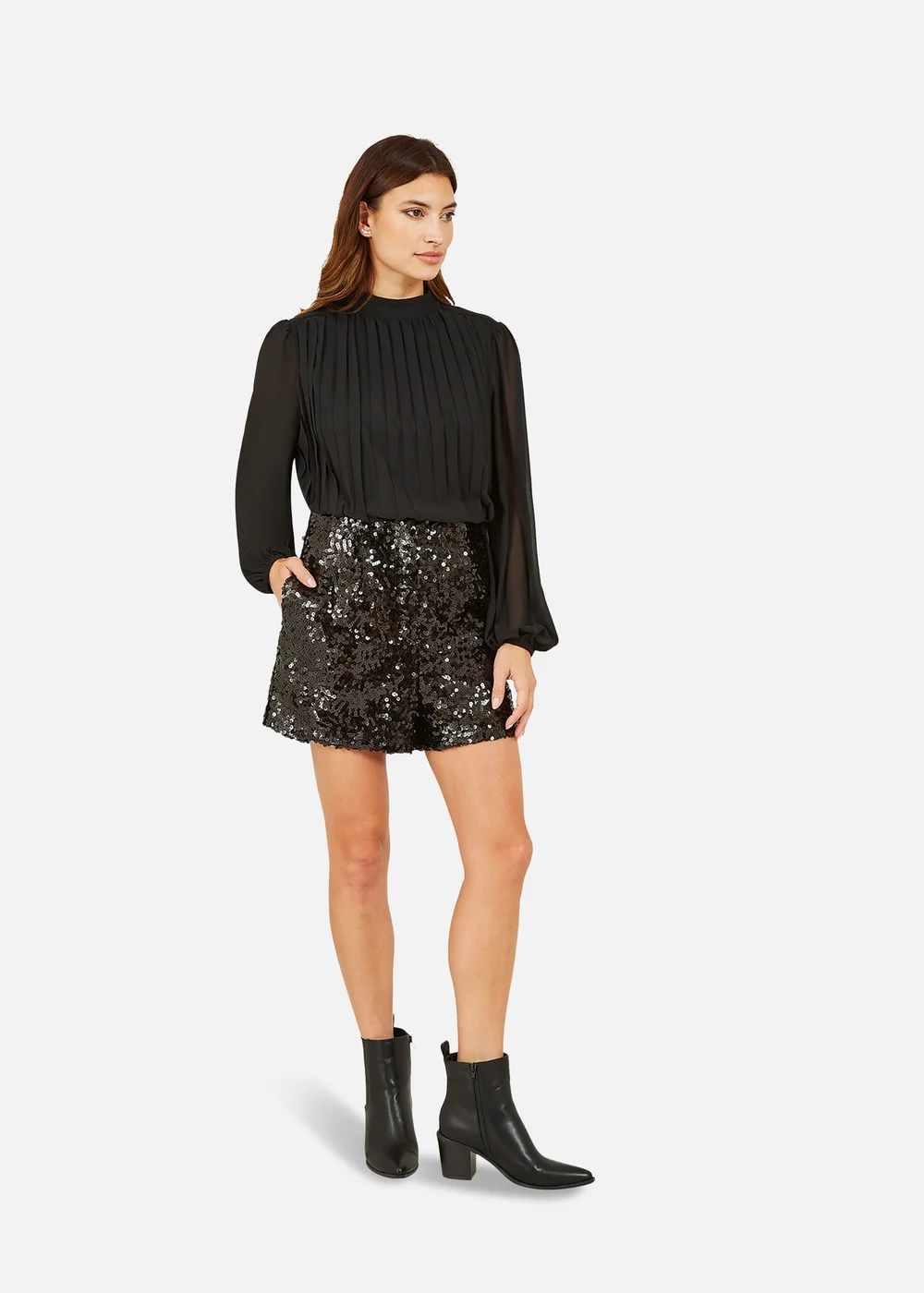 Yumi Black Sequin Mini Shorts - Size 12 Image 1