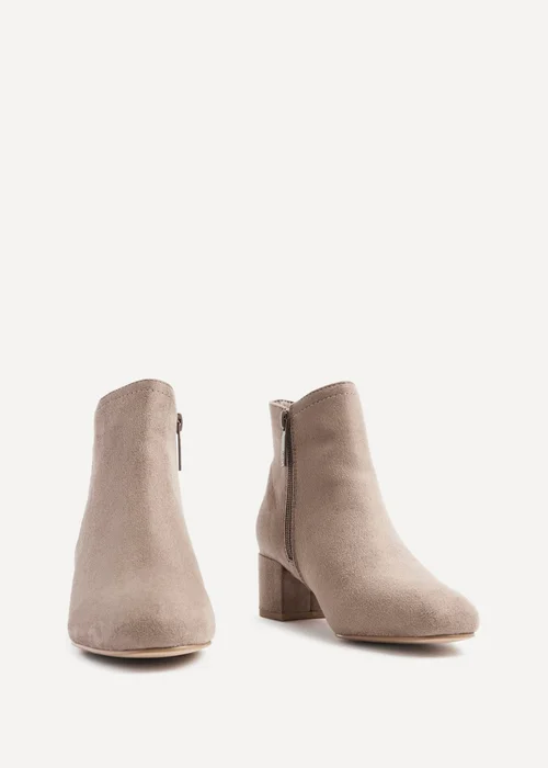 Linzi Manor Mocha Faux Suede Block Heeled Ankle Boot - 3 Image 3