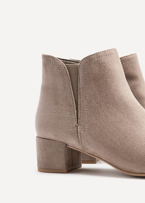 Linzi Manor Mocha Faux Suede Block Heeled Ankle Boot - 3 Image 5