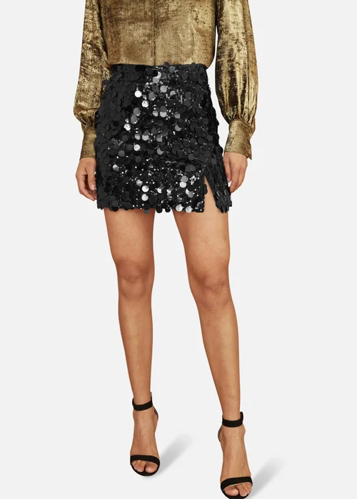 Yumi Black Big Sequin Mini Skirt - Size 8 Image 2