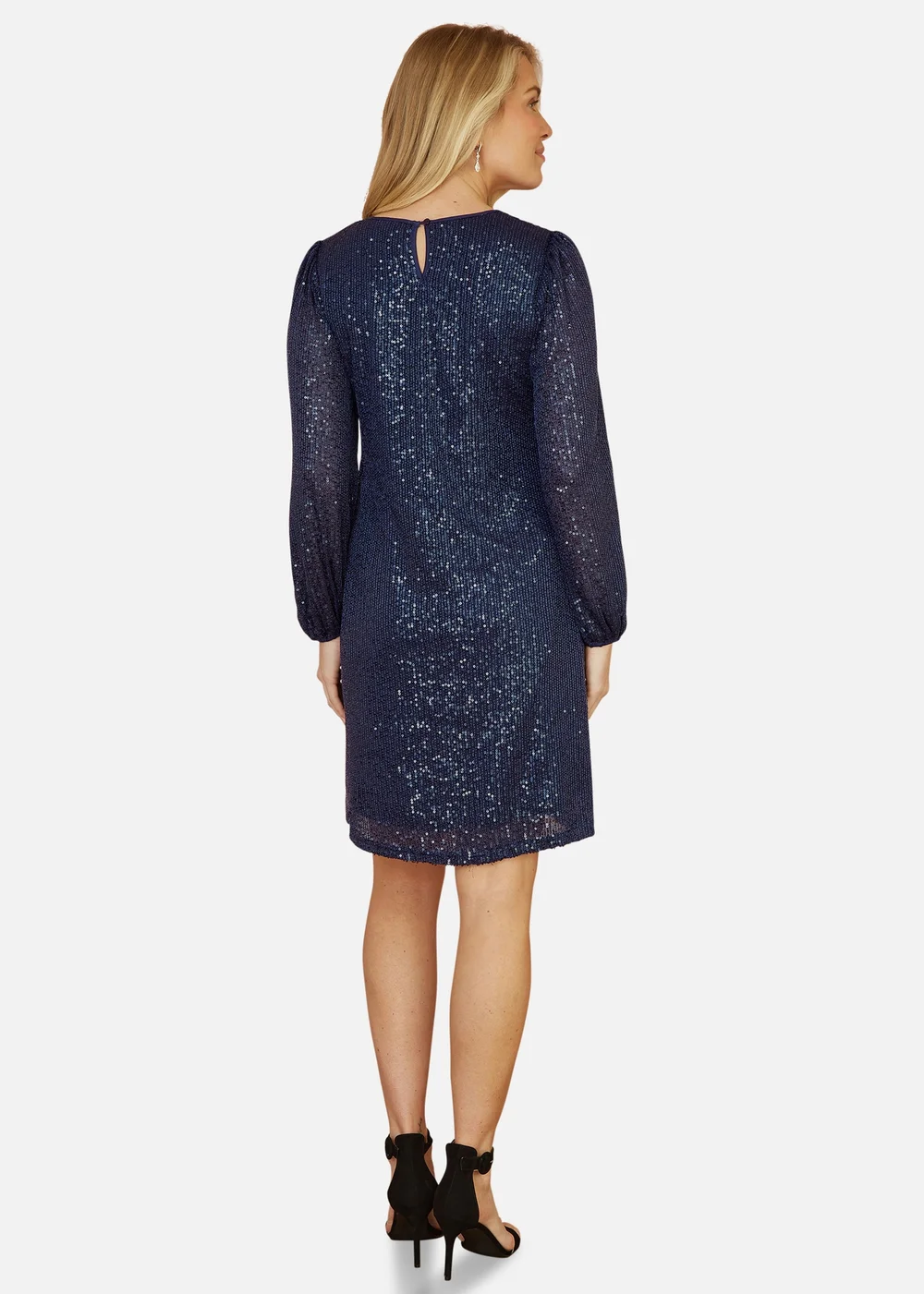 Yumi Navy Sequin Tunic With Balloon Sleeves - 8 Image 2