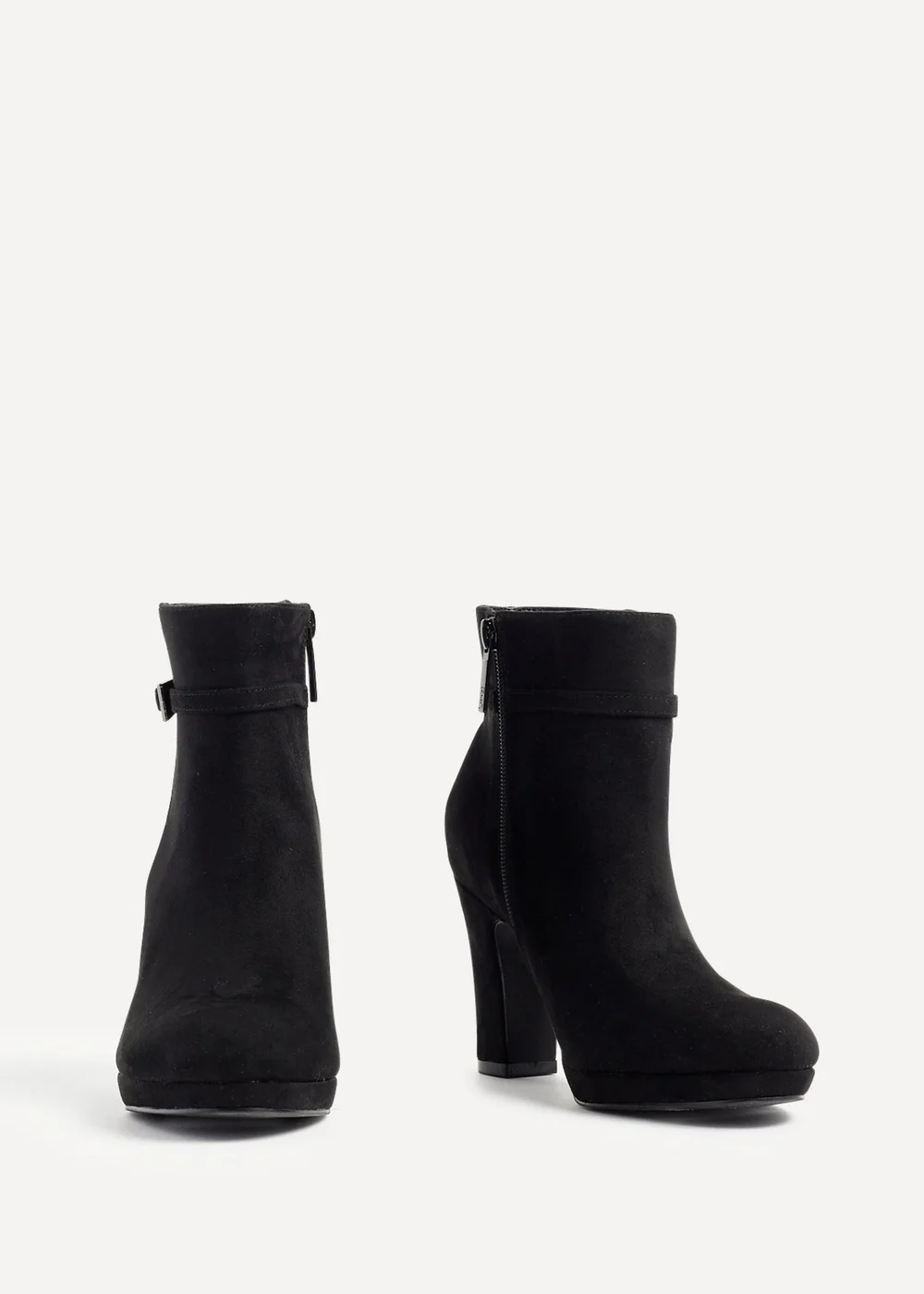 Linzi Stefani Black Faux Suede Heeled Ankle Boot - 3 Image 3
