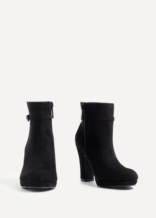 Linzi Stefani Black Faux Suede Heeled Ankle Boot - 3 Image 3