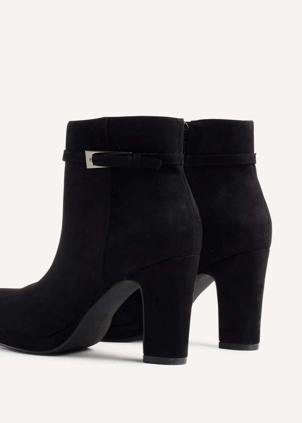 Linzi Stefani Black Faux Suede Heeled Ankle Boot - 3 Image 5