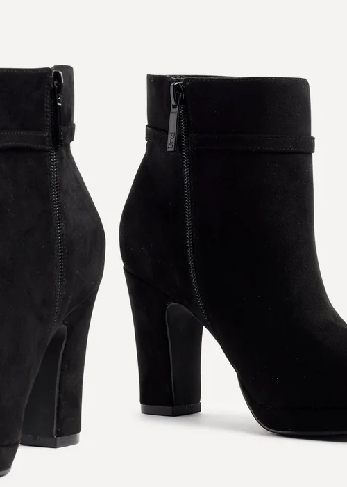 Linzi Stefani Black Faux Suede Heeled Ankle Boot - 3 Image 4