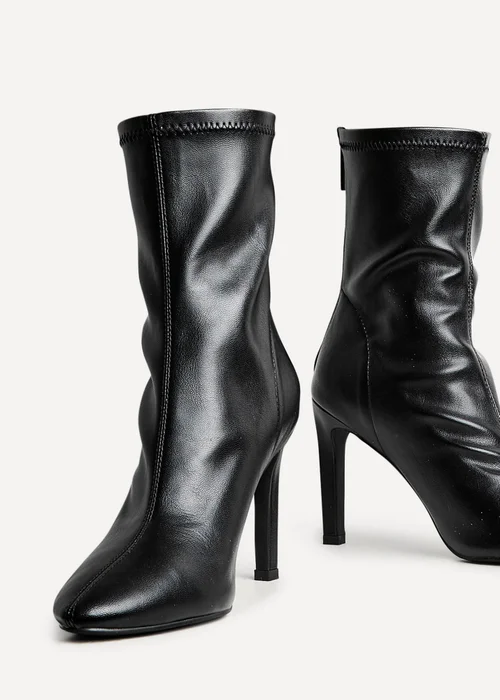 Linzi West Black Faux Leather Pointed Stretch Heeled Ankle Boot - 3 Image 4