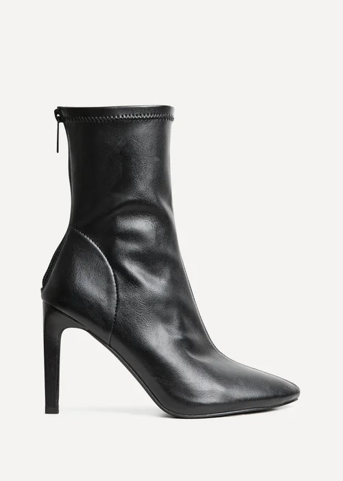 Linzi West Black Faux Leather Pointed Stretch Heeled Ankle Boot - 3 Image 2