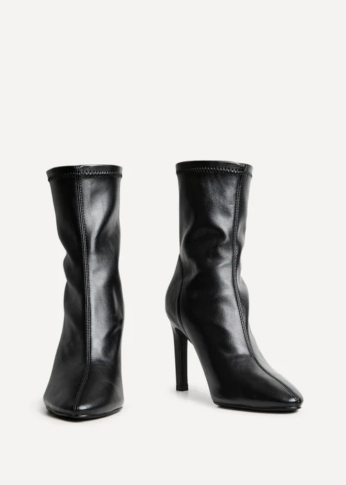 Linzi West Black Faux Leather Pointed Stretch Heeled Ankle Boot - 3 Image 3