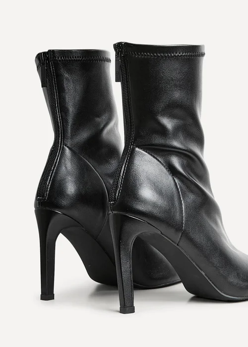 Linzi West Black Faux Leather Pointed Stretch Heeled Ankle Boot - 3 Image 5