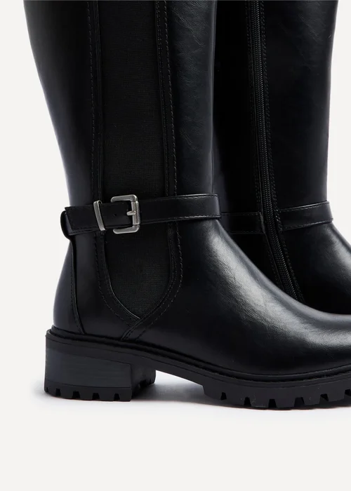 Linzi Gilded Black Faux Leather High Leg Boot - 3 Image 4