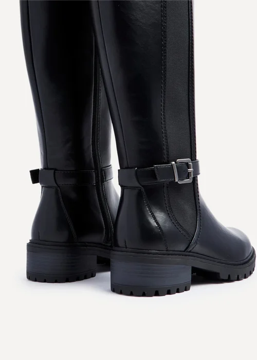 Linzi Gilded Black Faux Leather High Leg Boot - 3 Image 5