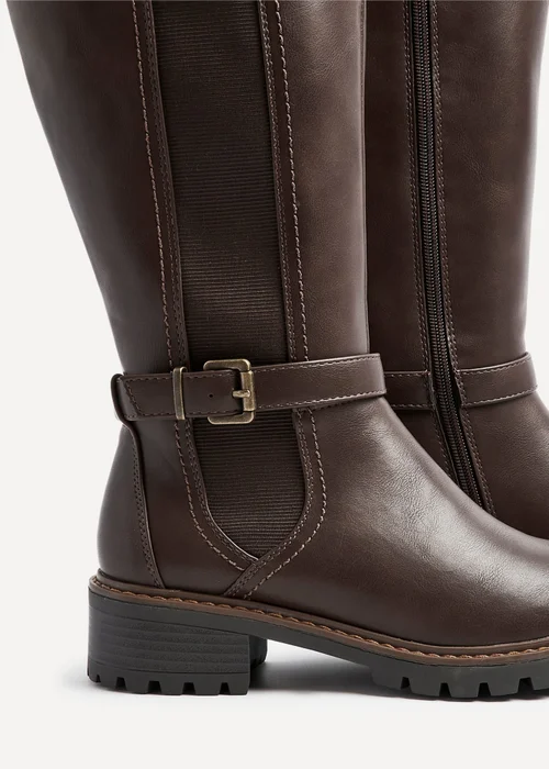 Linzi Gilded Brown Faux Leather High Leg Boot - 3 Image 5