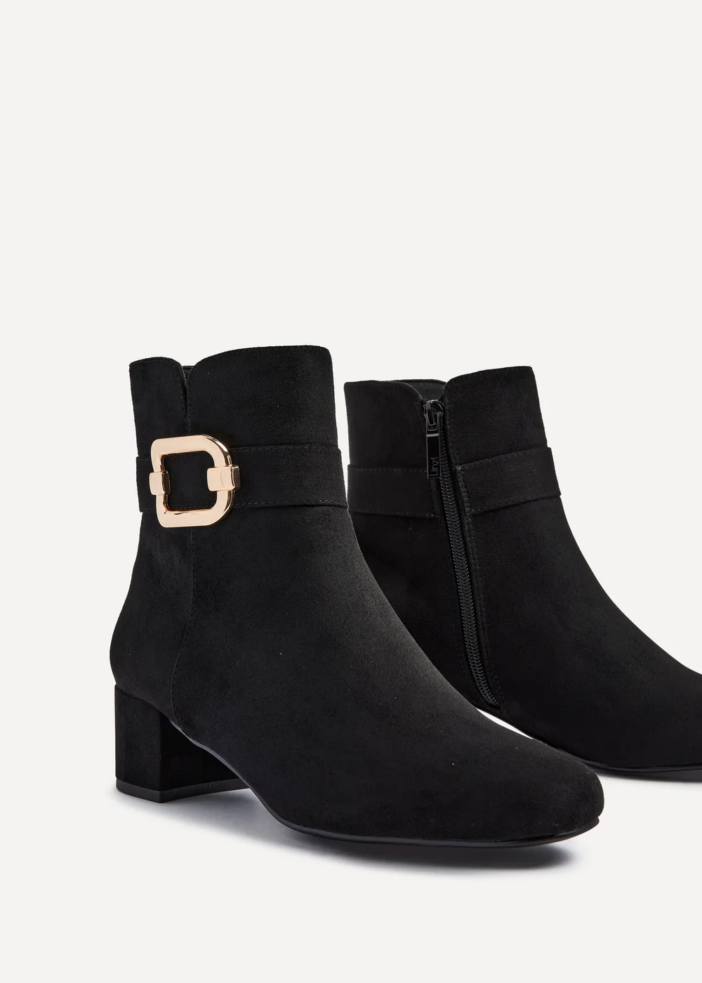 Linzi Daphne Black Faux Suede Block Heel Ankle Boot - 3 Image 4