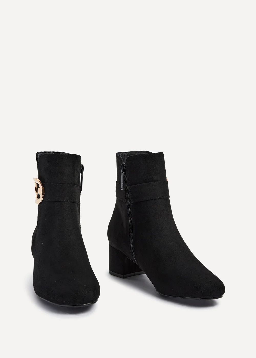 Linzi Daphne Black Faux Suede Block Heel Ankle Boot - 3 Image 3