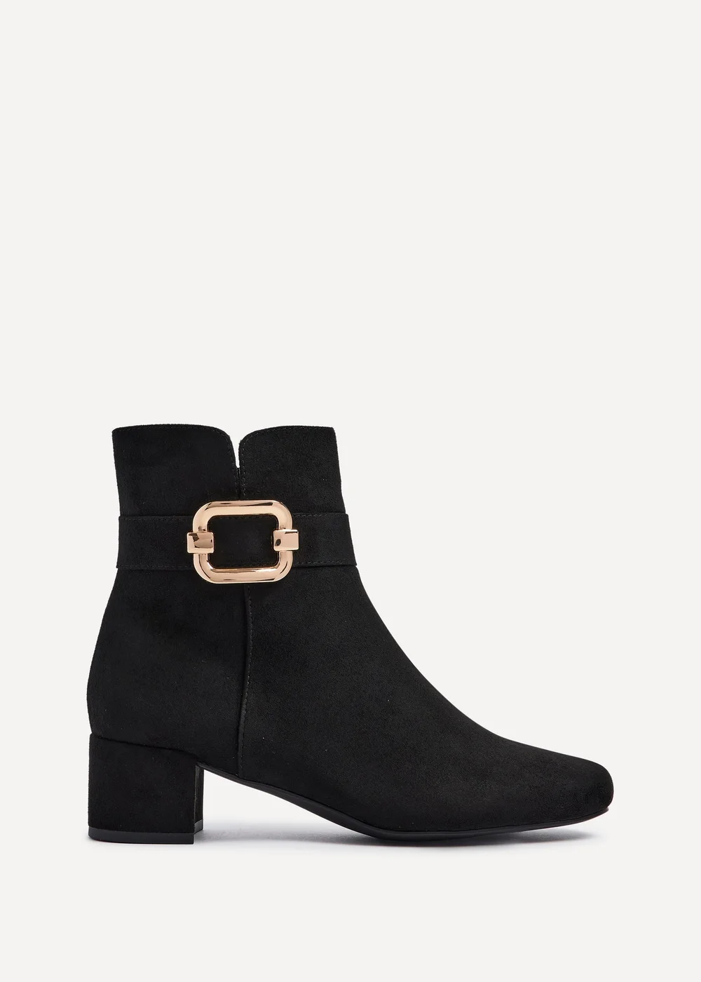 Linzi Daphne Black Faux Suede Block Heel Ankle Boot - 3 Image 2