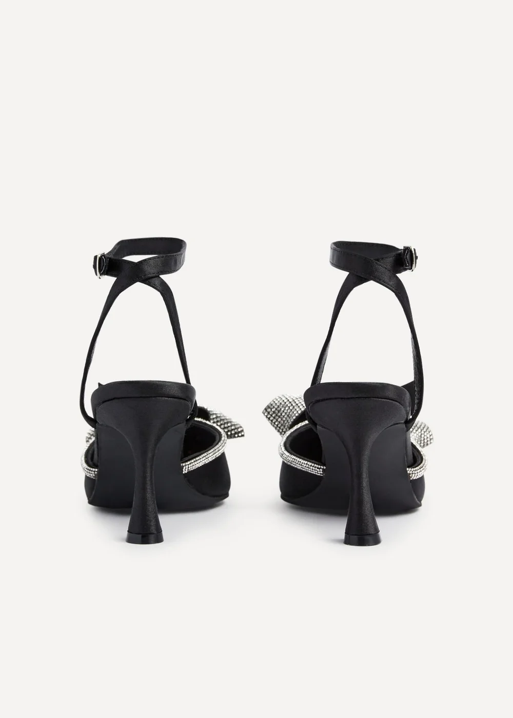 Linzi Angela Black Satin Diamante Bow Detail Court Heel - 3 Image 5