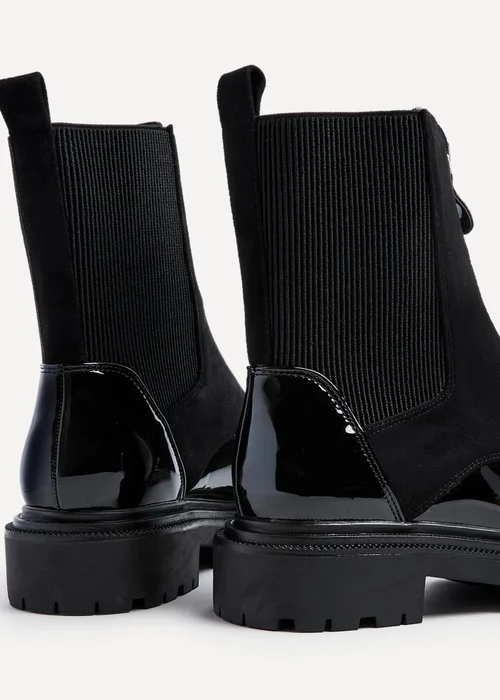 Linzi Franca Black Faux Patent & Suede Ankle Boots - 3 Image 5