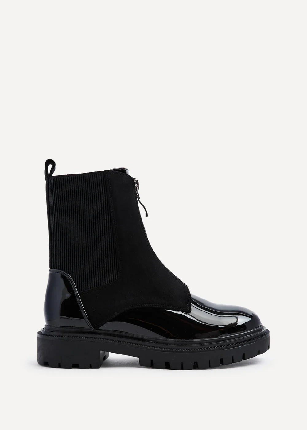Linzi Franca Black Faux Patent & Suede Ankle Boots - 3 Image 2