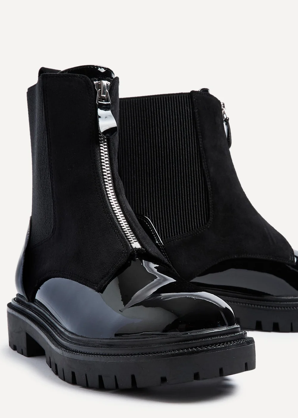 Linzi Franca Black Faux Patent & Suede Ankle Boots - 3 Image 4